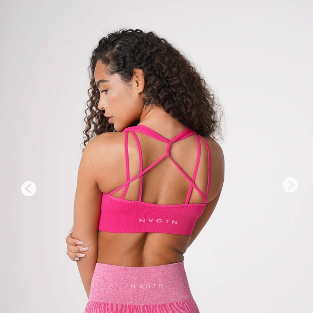 Hot pink NVGTN sports bra